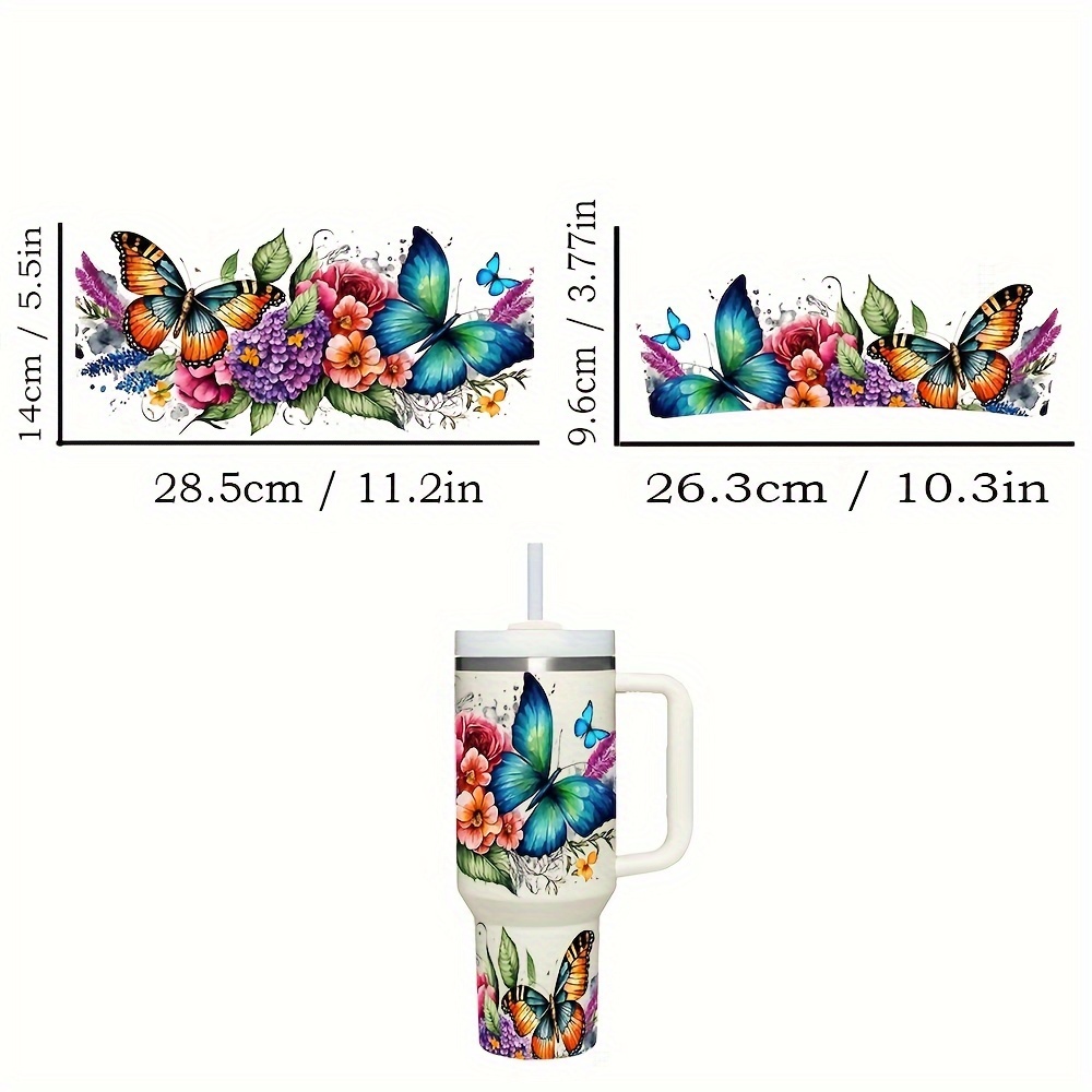 

40oz Uv-printed Floral & Decals - Waterproof Pvc Stickers, Diy Craft Supplies For Cups, Bottles & School