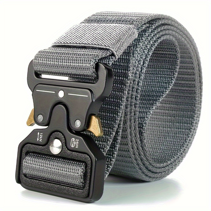 TEMU Tactical Belt For Men, Sport Style, Heavy-duty Quick-release Buckle, Nylon Canvas Adjustable 49inch/125cm Length