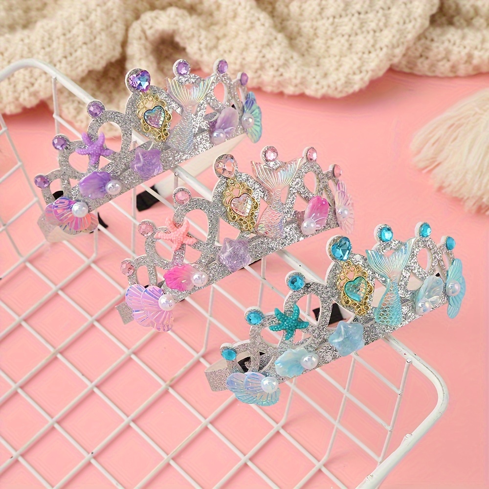 

Princess Mermaid Tiara Crown Hairband - Sparkling Gemstone Decorated Headband For Wedding, Birthday, Fit - Non-electrical Hair Accessory For Christmas, Halloween, Thanksgiving - Adult Novelty Headwear