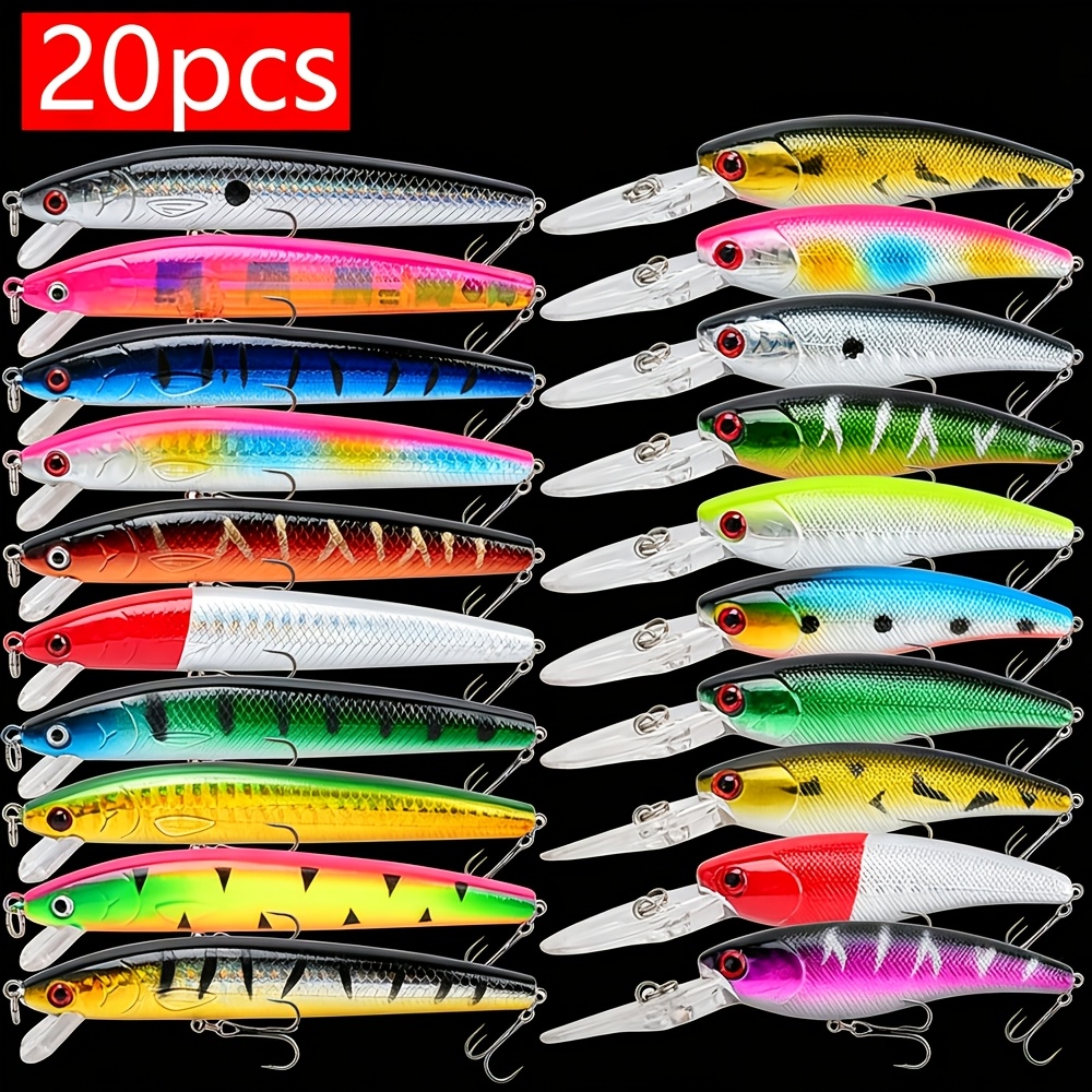 TEMU 20 stuks Drijvende Minnow Vis Lokazen Kunstmatige Hard Aas voor Baars Snoek Professionele Visgerei
