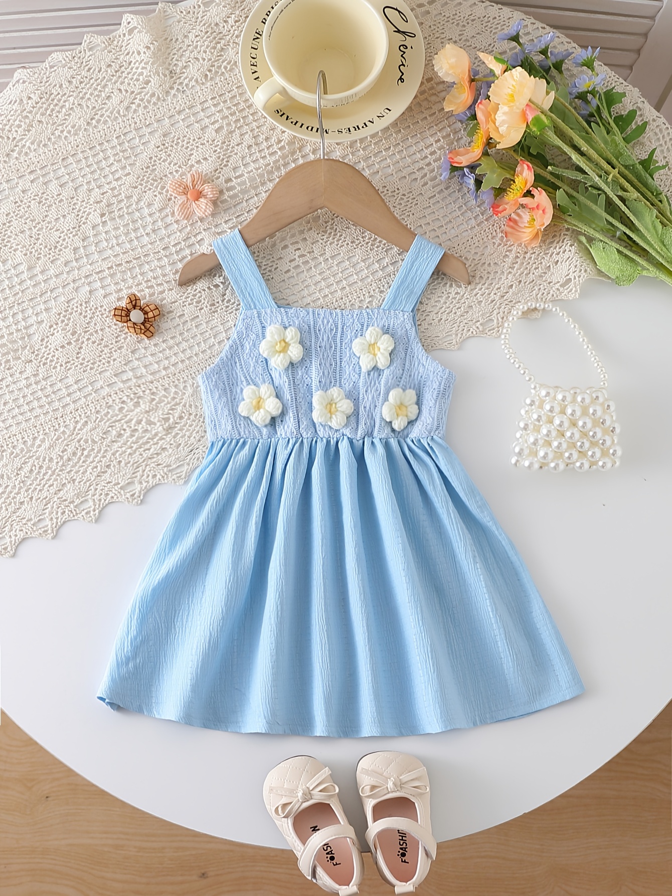 casual cute blue dresses Ruffled Sleeve Crinkle Midi Dress | Women's Dresses main image 0