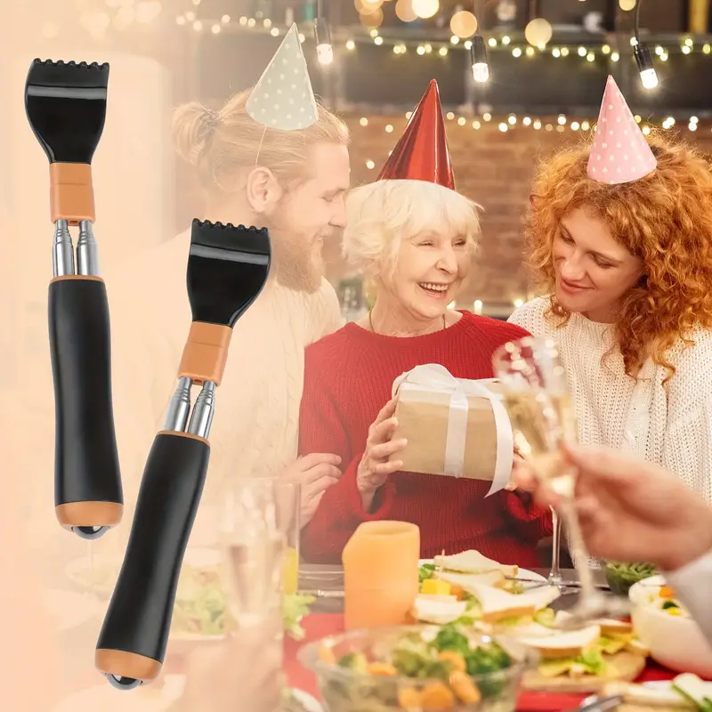 2pcs telescopic back scratcher massager multifunctional manual massage tool with double rod design portable stainless scratcher perfect gift for thanksgiving birthday christmas Product details 2