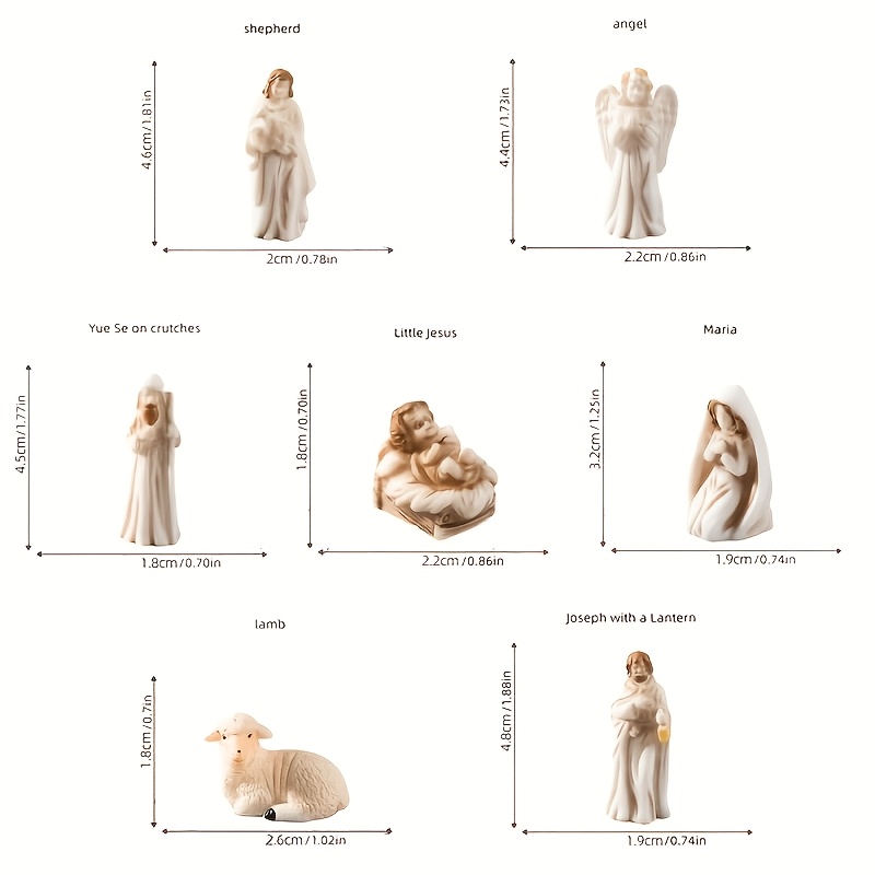 TEMU 7-piece Holy Family Nativity Scene Statue Set With Mary, Joseph & Sheep Figurines - Durable Resin, Suitable For Home Decor, Display, Nativity