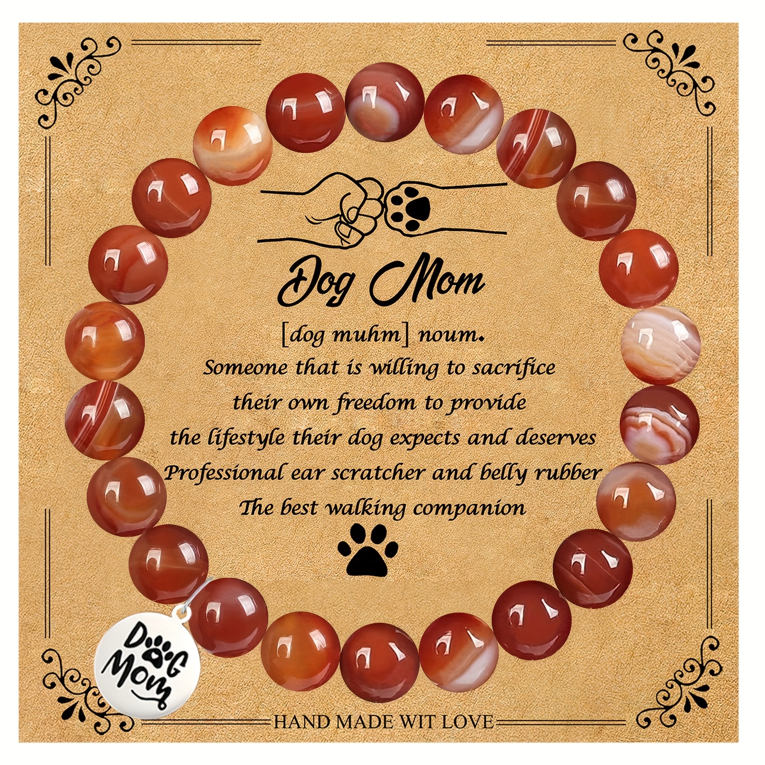 Dog Mom Bracelet with Gift Card for Valentine's Day