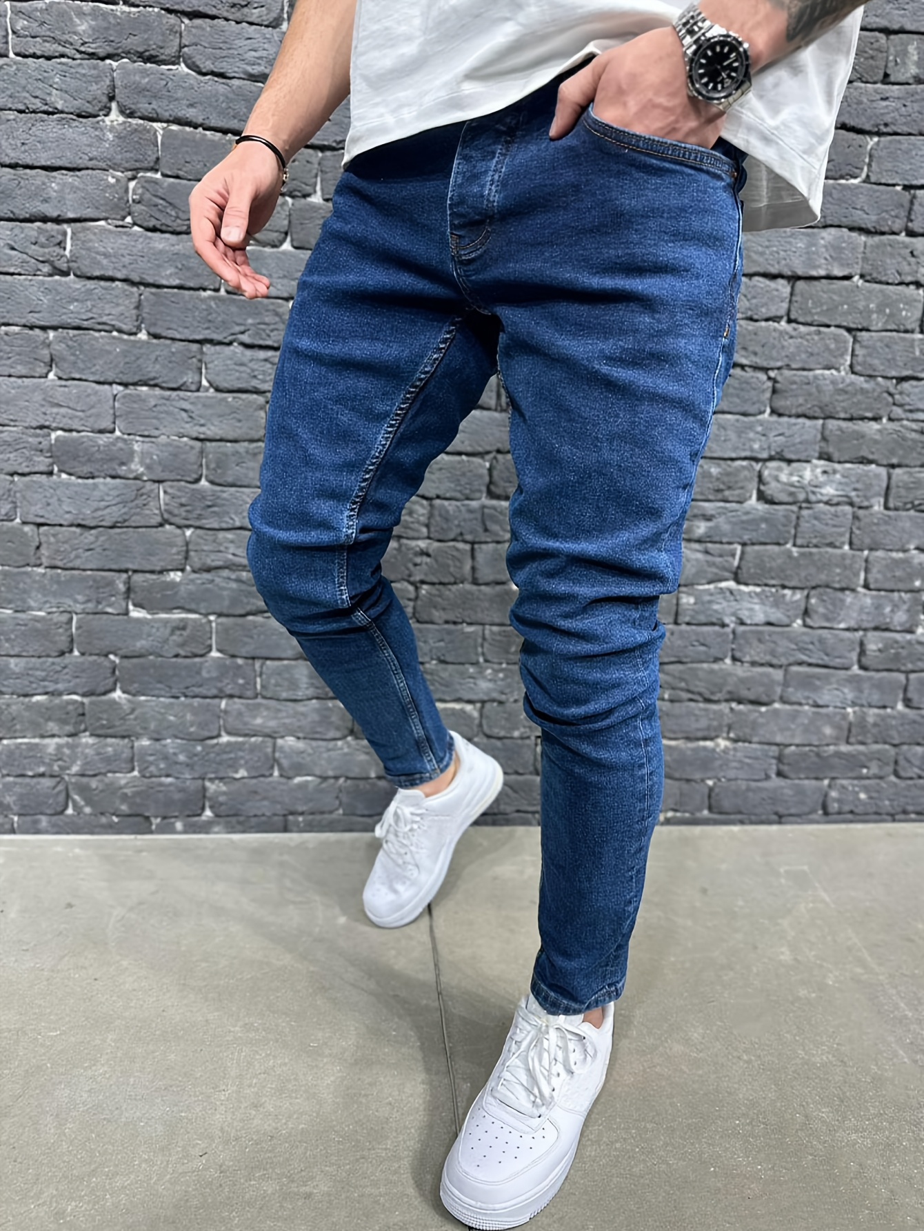 calças jeans fit casual de cor e estilosa para Temu Brazil