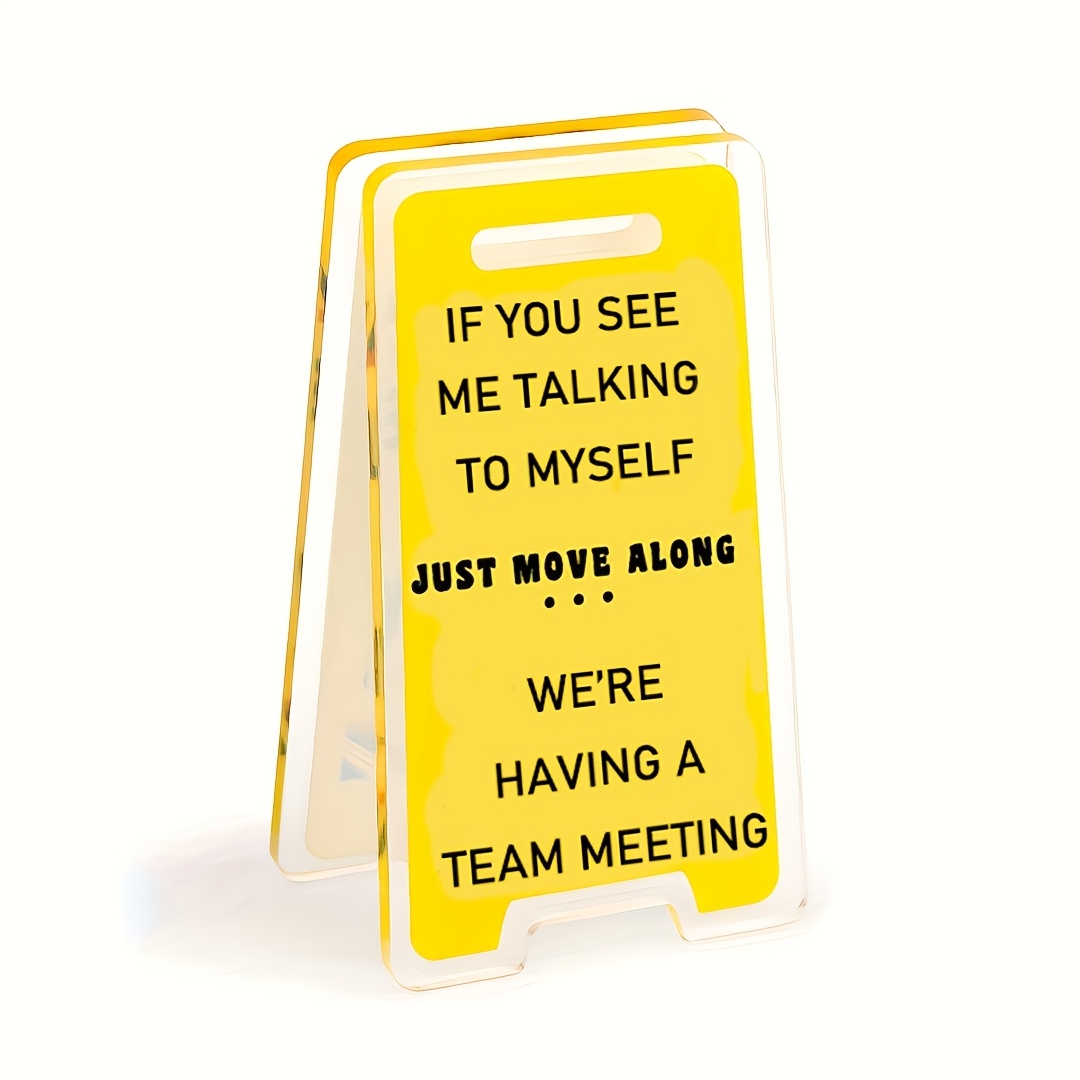 1pc Funny Yellow Word Card Acrylic Desk Sign - Perfect Gift For Men, Women And Coworkers - Humorous Office Decor Accessory