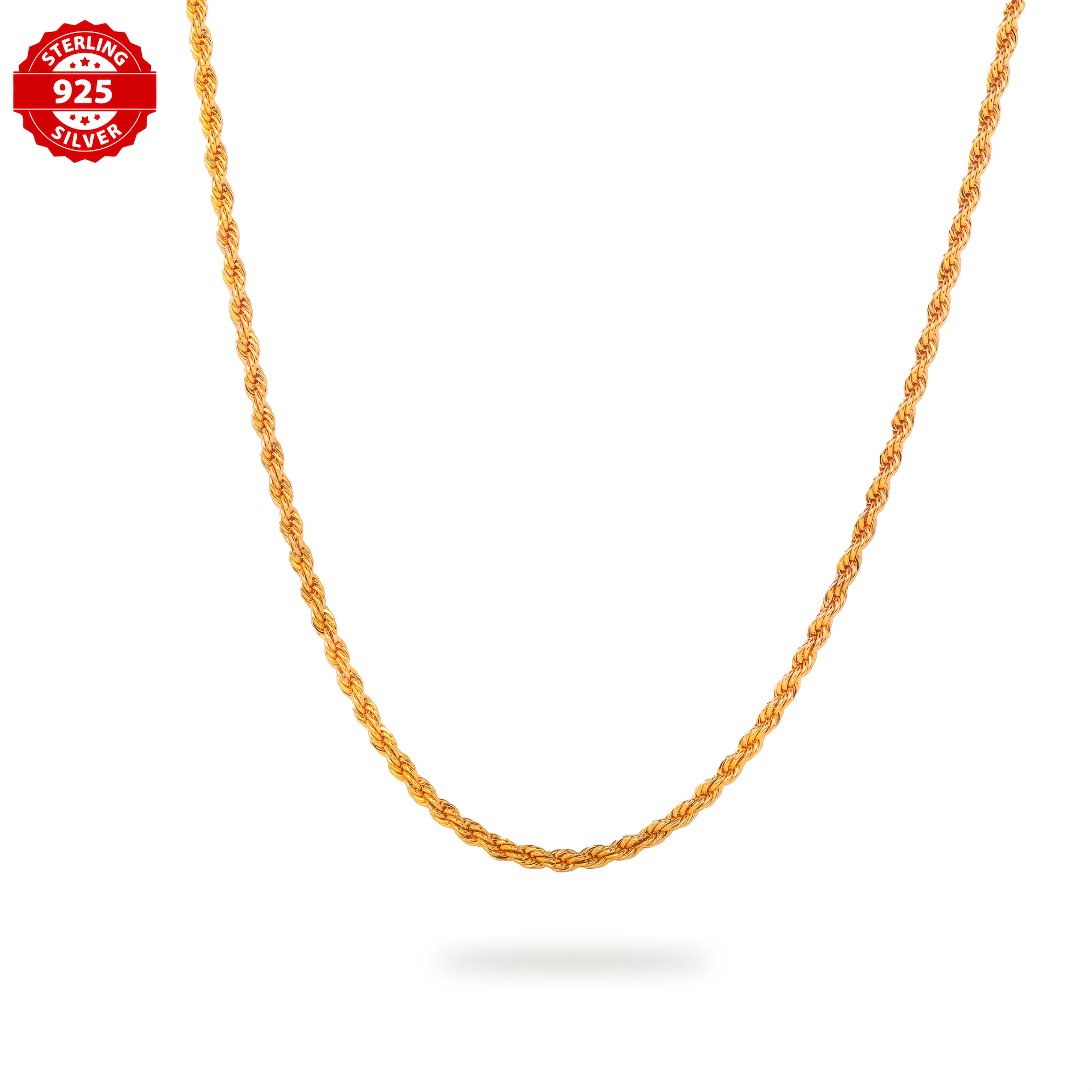 

925 Silver 14k Gold-plated 24in Twist Simple Necklace Fashion Simple Hemp Rope Plain Necklace Memorial Day Gift Birthday Gift Comes With A Box