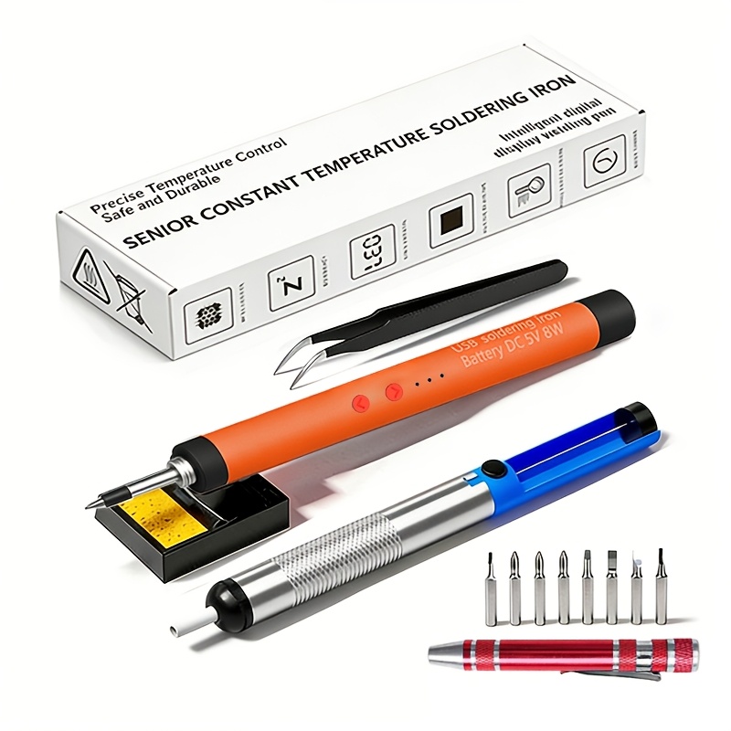 soldering iron kit adjustable temperature portable electric soldering iron home soldering tool with comfortable non slip handle easy to   suitable for diy enthusiasts model making student experiments and handmade  