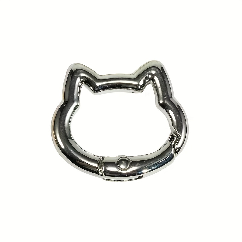 Set Of 2 Mini Cute Cat Head Spring Clips, Metal Connection Rings, Multifunctional Bag Additions And Clothing Ornaments