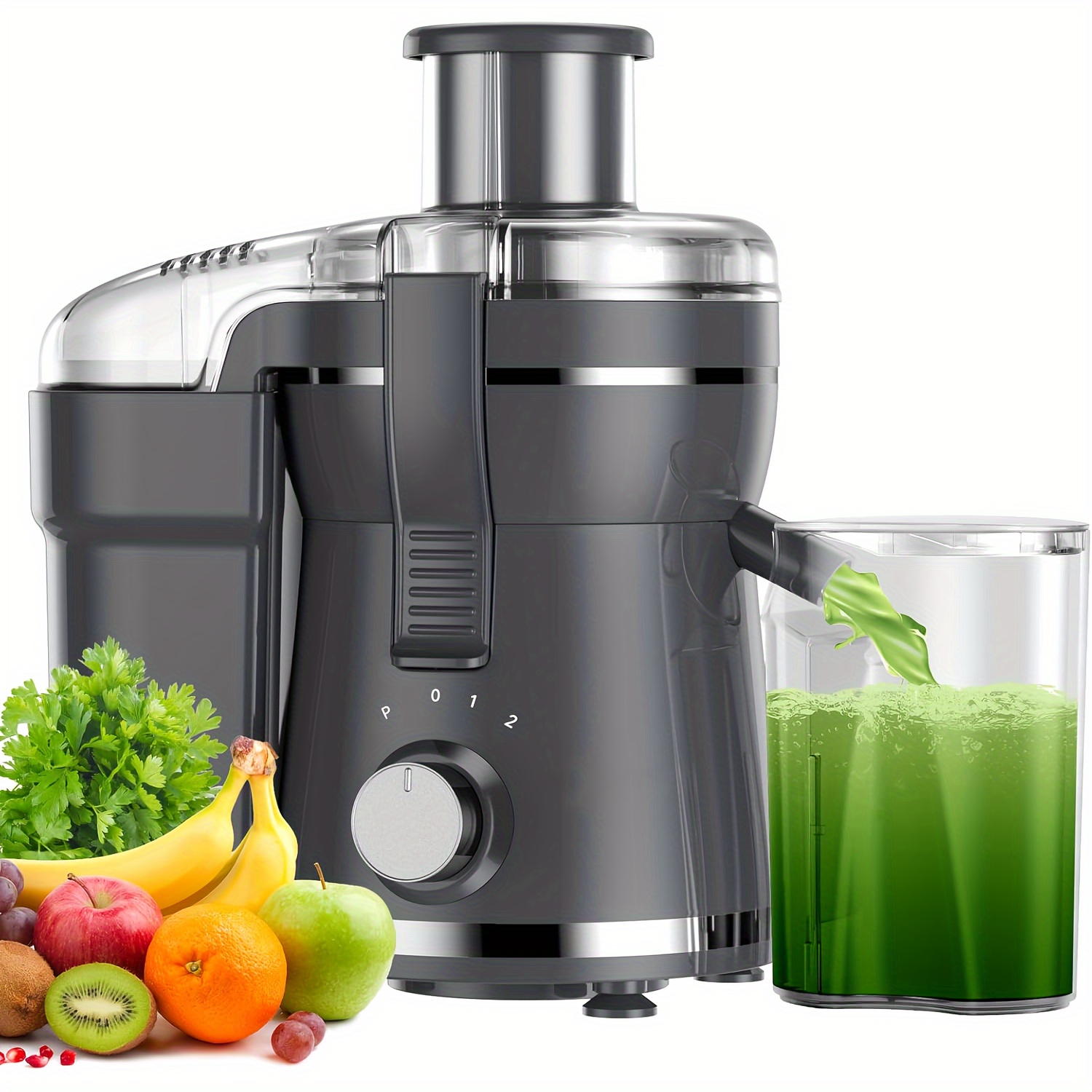 

500w Powerful Centrifugal Juicer Machine - Wide Mouth Feed Chute For And Vegetable , , Stainless Steel, Bpa-free, Dishwasher Safe, Space-saving Design, And Juice Recipes