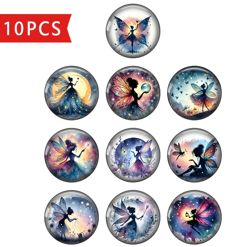 E-shop Demo Flache Rückseite Zubehör zur Erstellung von magischen Aquarellmalerei Flügeln Fee Runde Foto Glas Cabochons in den Größen 12mm, 20mm und