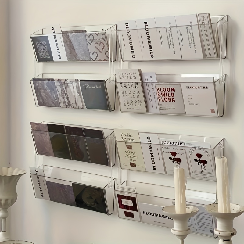 Transparent Acrylic Wall-mounted File Organizer, Wall-mounted Card Storage Rack, Suitable For Office And Home Use