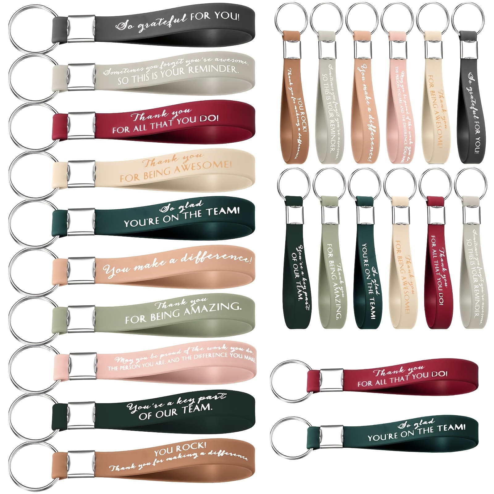 30 Pcs Inspirational Keychains Bulk - Motivational Quote Key Rings For Employee Appreciation Gifts