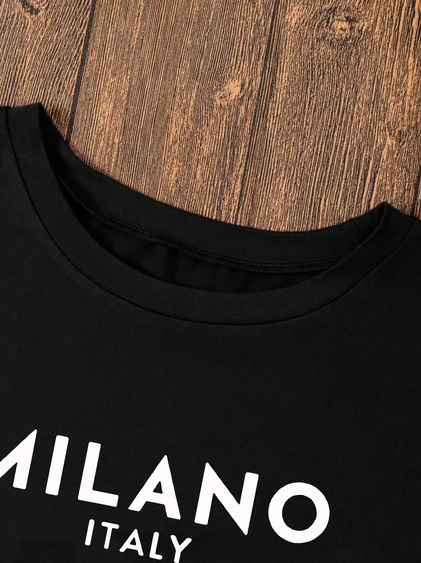 MILANO Letter Print Crew Neck T-Shirt, Casual Short Sleeve T-Shirt For Spring & Summer, Women's Clothing