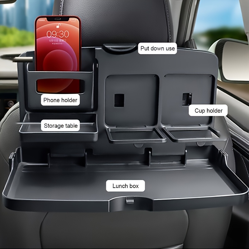 car computer desk folding dining table car back seat lunch table and back seat car eating artifact car desk dining plate high end plastic back seat organizer with foldable dining plate double cup holder phone slot and large storage space vehicle seat back accessories ideal gift details 1