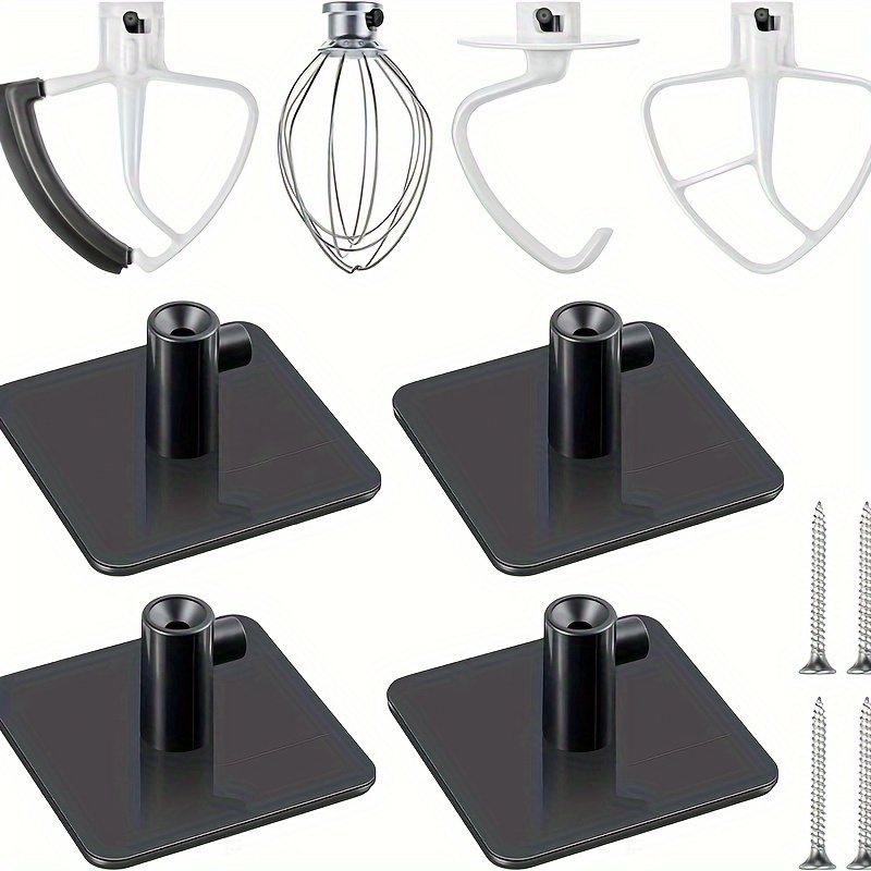 

4pcs Abs Mixer Attachment Holders, Universal Organizer For Accessories - Flat Beater, Flex Beater Storage Solution