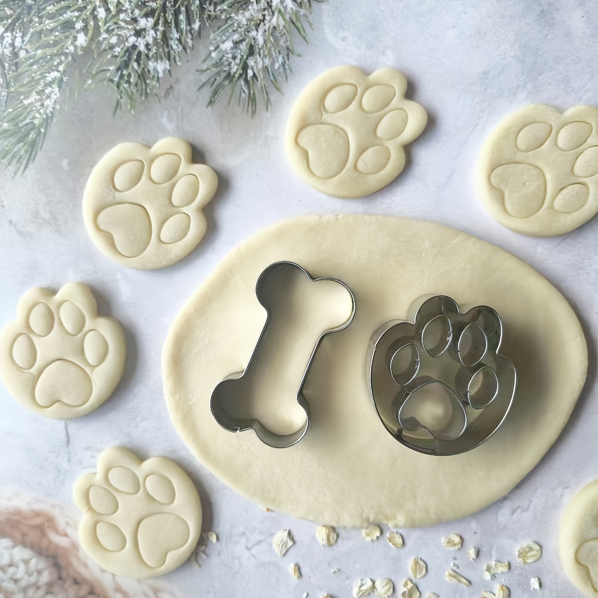 2pcs Stainless Steel Cookie Cutter Set - Dog Shapes For Festive Baking, Durable Kitchen Gadgets For And Candies