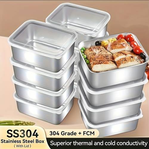 24pcs Essential Stainless Steel Food Storage and Organizer Set, Airtight Containers with Flip Lids, Preparation Food Preservation Boxes - Oven Safe, Rectangular Containers for Kitchen, Camping, and Picnics - Durable, Easy- for Fruits, Vegetables, Meats, and More, Picnic Essentials, Modern Kitchenware, Easy-Clean Material