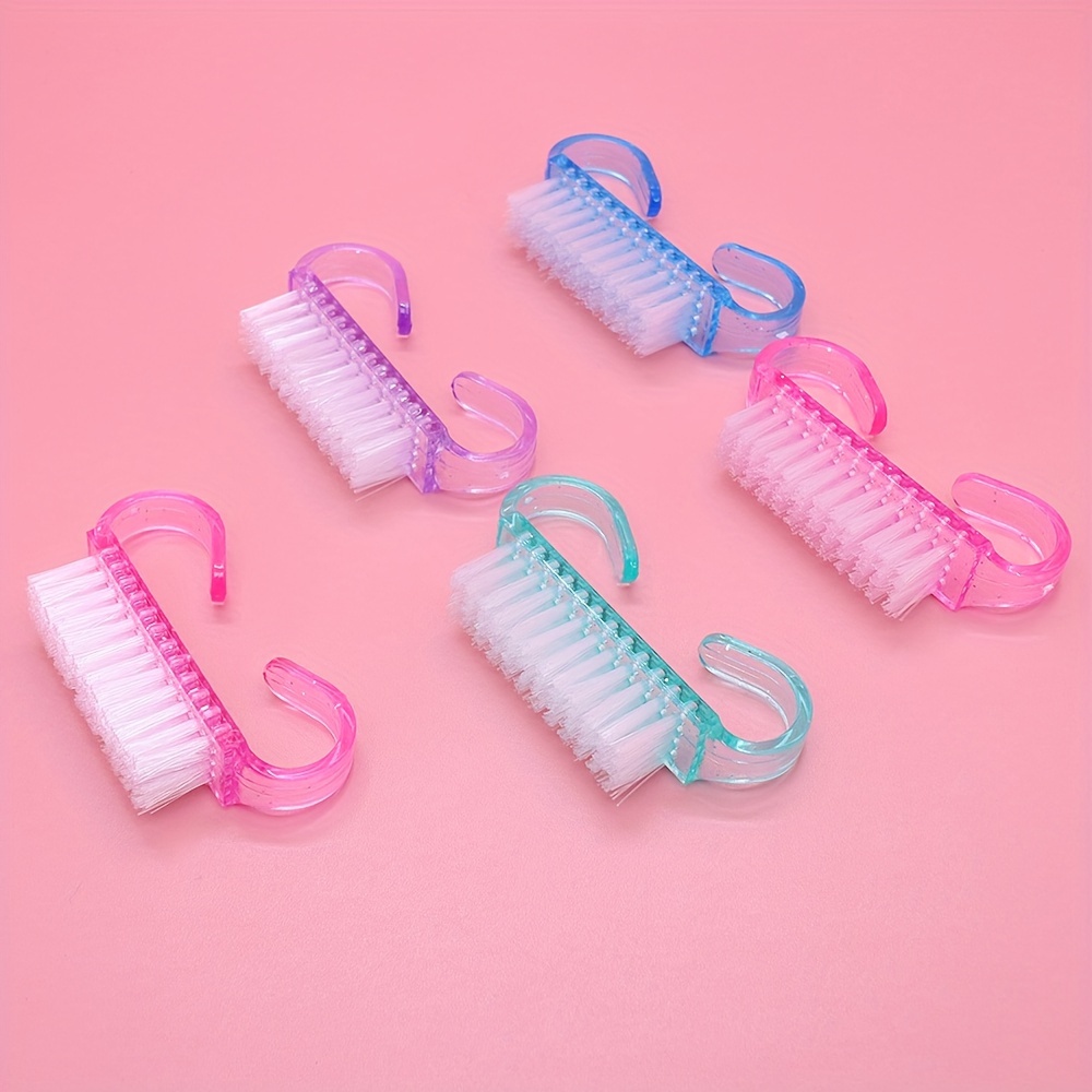 Image of 5pcs/lot Pedicure Manicure Brush Colorful Nail Brushes With Glitter Fingernail Scrub Cleaning Brushes Gel Nail Art Tool For Women Men