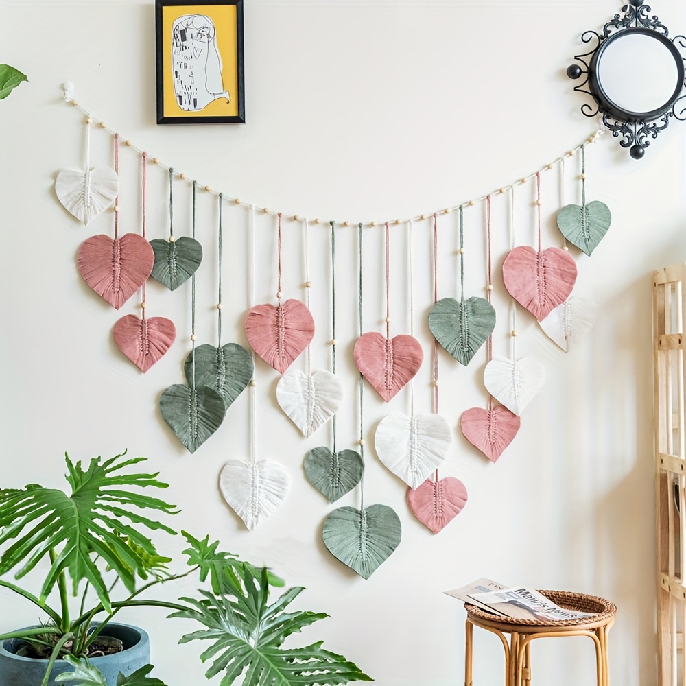 

1pc Handmade Heart-shaped Leaf Tapestry For Wall Decoration Living Room Home Decor
