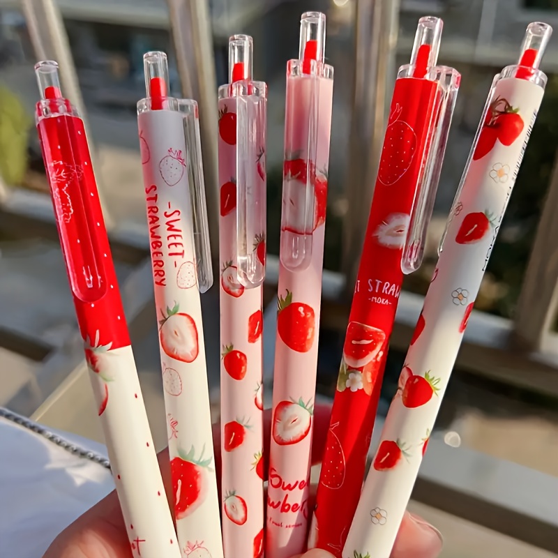 

6pcs Of 0.5 Mm Vibrant Strawberry-scented Gel Pens - Smooth - And Drawing.