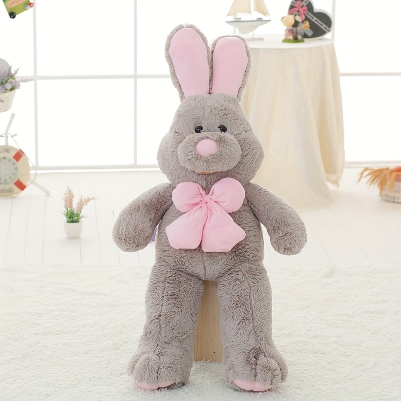 Image of 120cm/47.24in Cartoon Rabbit Plush Doll Soft Throw Pillow Stuffed Supplies Soft Rabbit Plush Toys Birthday Easter Bunny Festivals Perfect Gifts For Kids And Girlfriend