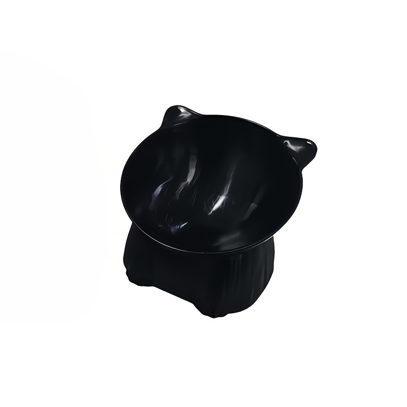 TEMU 1pc Cat Bowl Black And White Food Dish High-leg Slanted Mouth Neck Protection Chin Cat Food Bowl Anti-tipping Pet Dog Drinking Bowl, Non-slip