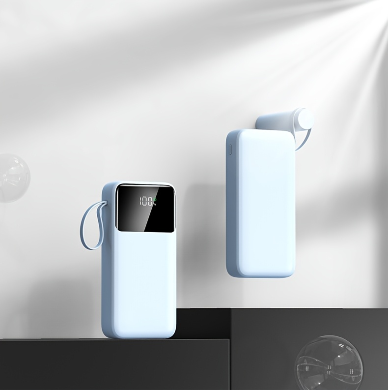 20000mAh Power Bank with LED Battery Display, Dual Outputs, Built-in Lanyard Compact Portable Charger for iPhone 15 Pro/14 Max /13 12 Devices Android (USB, Type-C), Outdoor Emergency Backup
