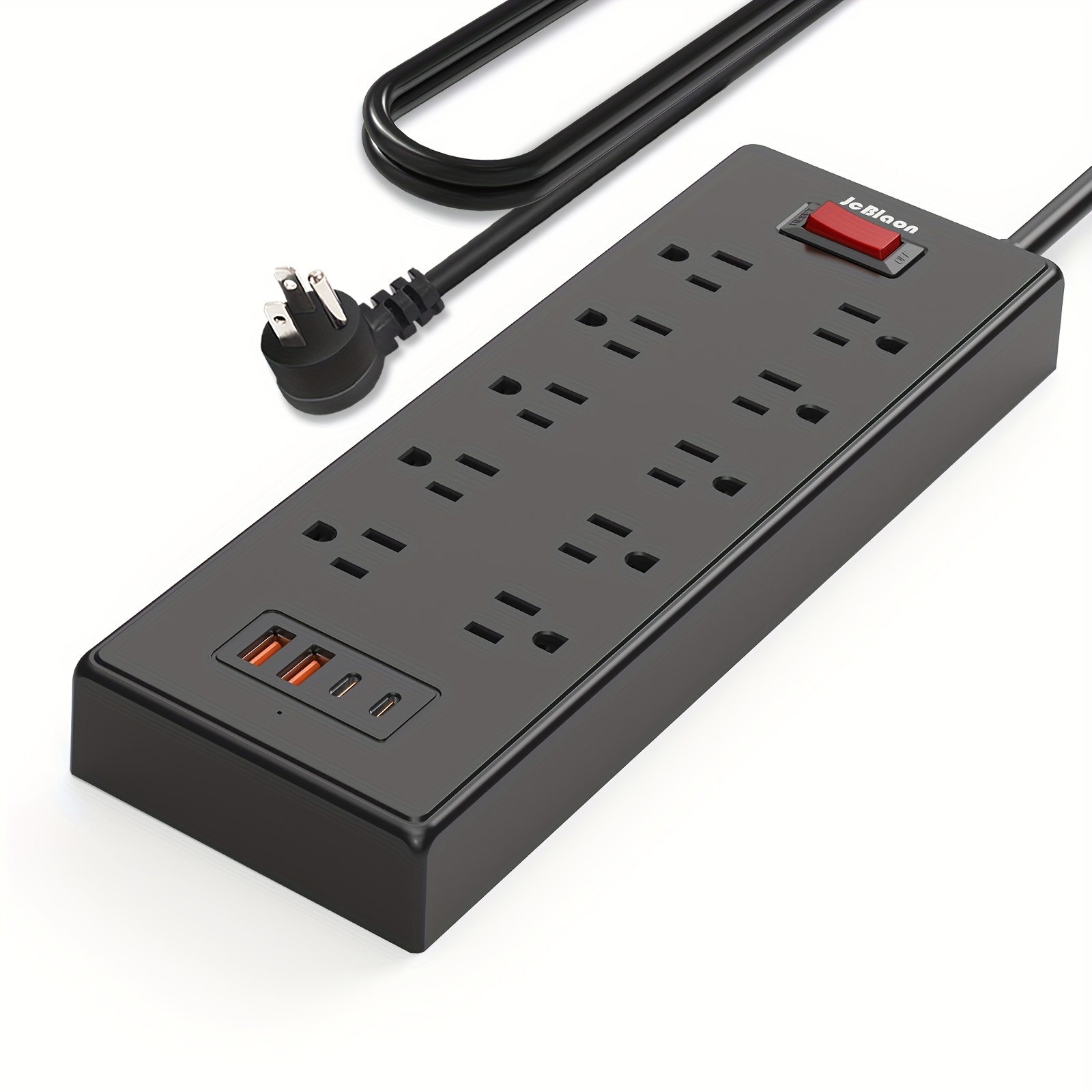

Power Strip Protector With Usb C Ports, 5ft Flat Plug Extension Cord With Multiple Outlets, 10 Ac Outlets And 4 Usb Ports, Heavy Duty, Wall Mount, Under Desk For Home, Office, Dorm