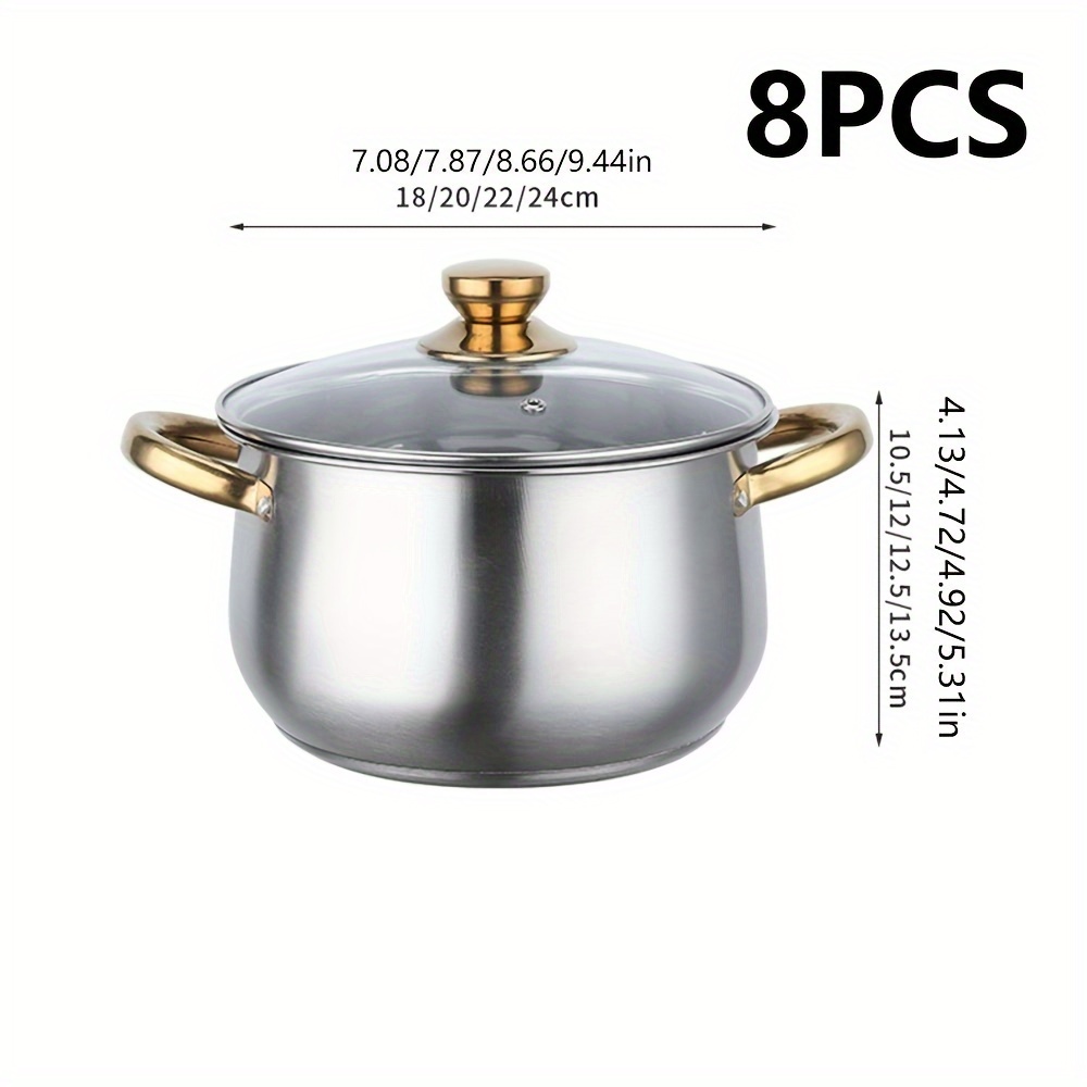 golden handle curved double bottom soup pot set details 2