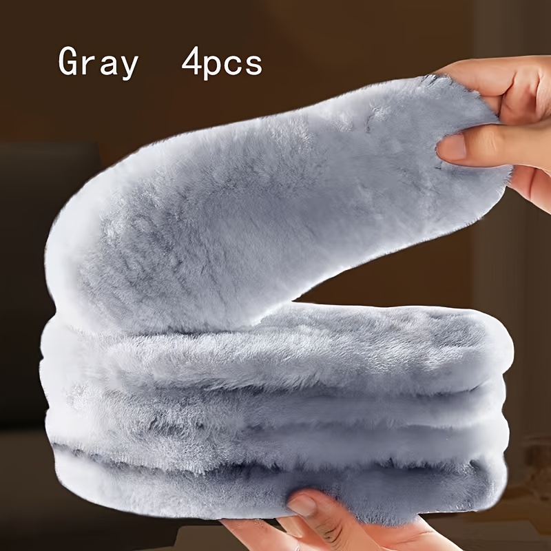 Image of 4pcs Or 2pcs Winter Plush Shoe Insoles - Thick Warm Unisex Shoe Pads Compatible For Boots, Sneakers, - Cold Weather Footwear For