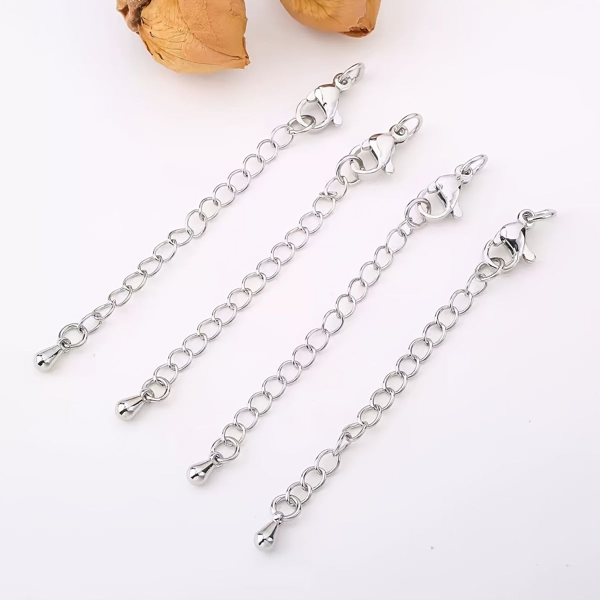 TEMU 12 pièces Chaîne d'Extension en Acier Inoxydable Chaîne d'Extension Collier Bracelet Chaîne d'Extension Pendentif Chaîne de Cheville Chaînes