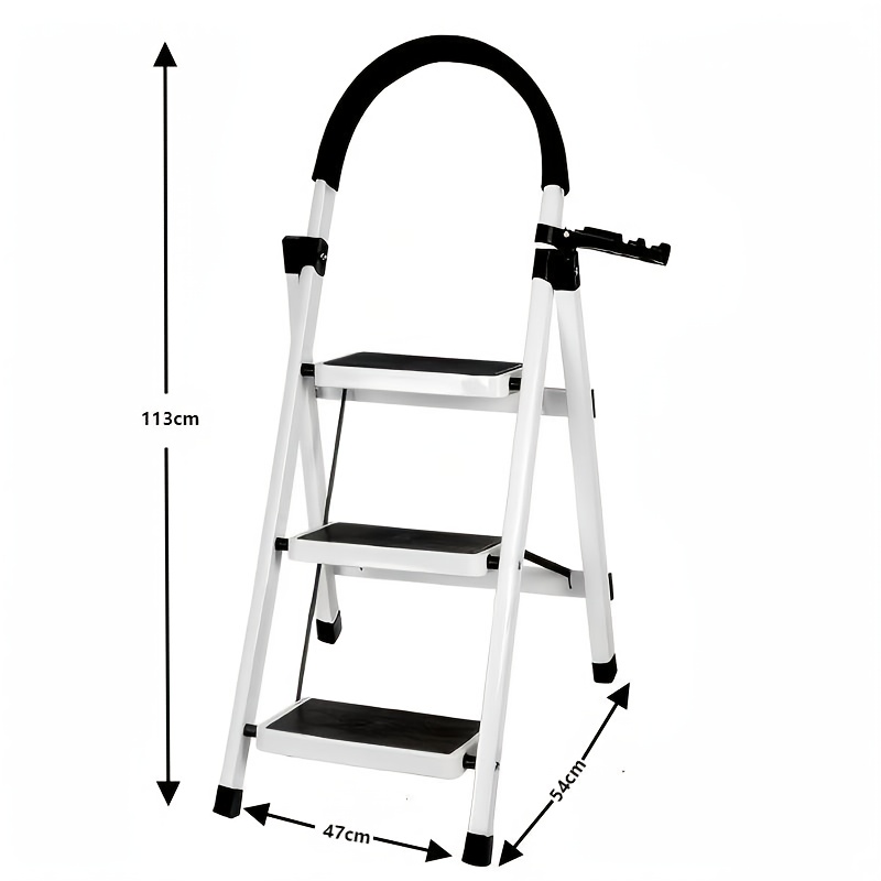 A 3-6 Step Folding Ladder Made Of Metal And Plastic Steps, This Multifunctional Portable Ladder Is Adjustable And Serves As A Step Stool. Strong, Durable, Stable, And Non-slip