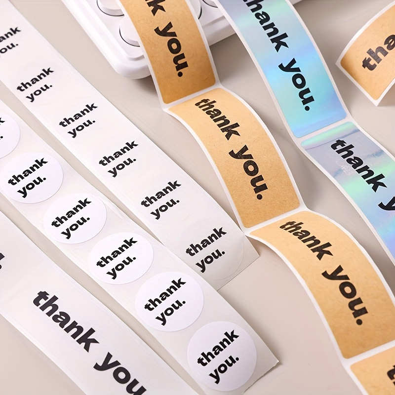 

Thank You Stickers 500 Stickers/roll Kraft Paper Decorative Non-woven Label Gift Packaging Sealing Stickers