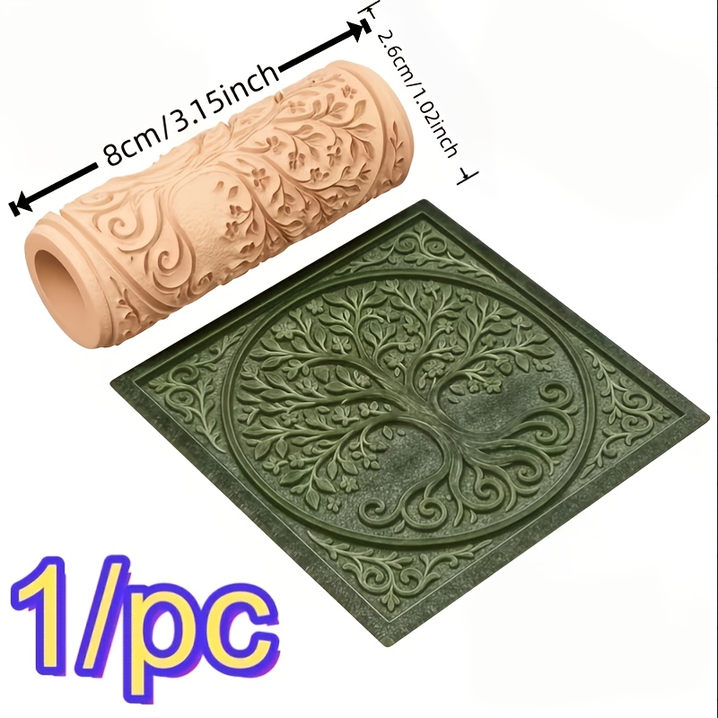 TEMU 1pc High-quality Tree Of Life Texture Roller, Suitable For Polymer Clay Plant Patterns, Ideal For Jewelry Making, Beading, Resin Crafts -