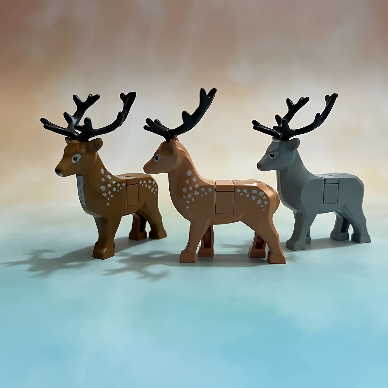 TEMU 3 pièces Blocs de construction modèle de cerf animal, Accessoires d'animaux de décoration d'architecture de , Jouets de blocs de construction