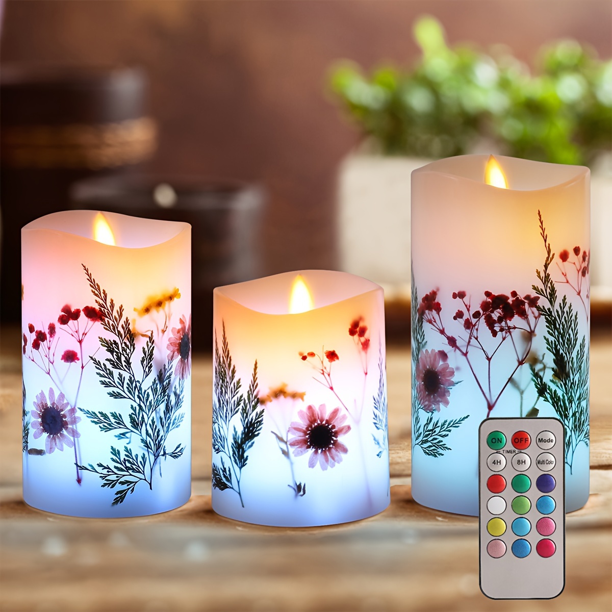 

3pcs Simulated Led Electronic Candles Set With Remote Control, Home And Kitchen/home Decoration (no Included 3 Aaa Batteries)