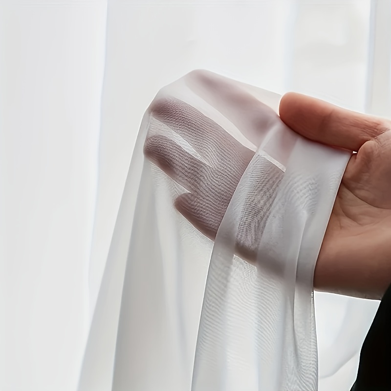 TEMU 1pc Elegant White Chiffon Curtain - Multi-functional And Washable, Suitable For Living Room, Bedroom, Office, Decor