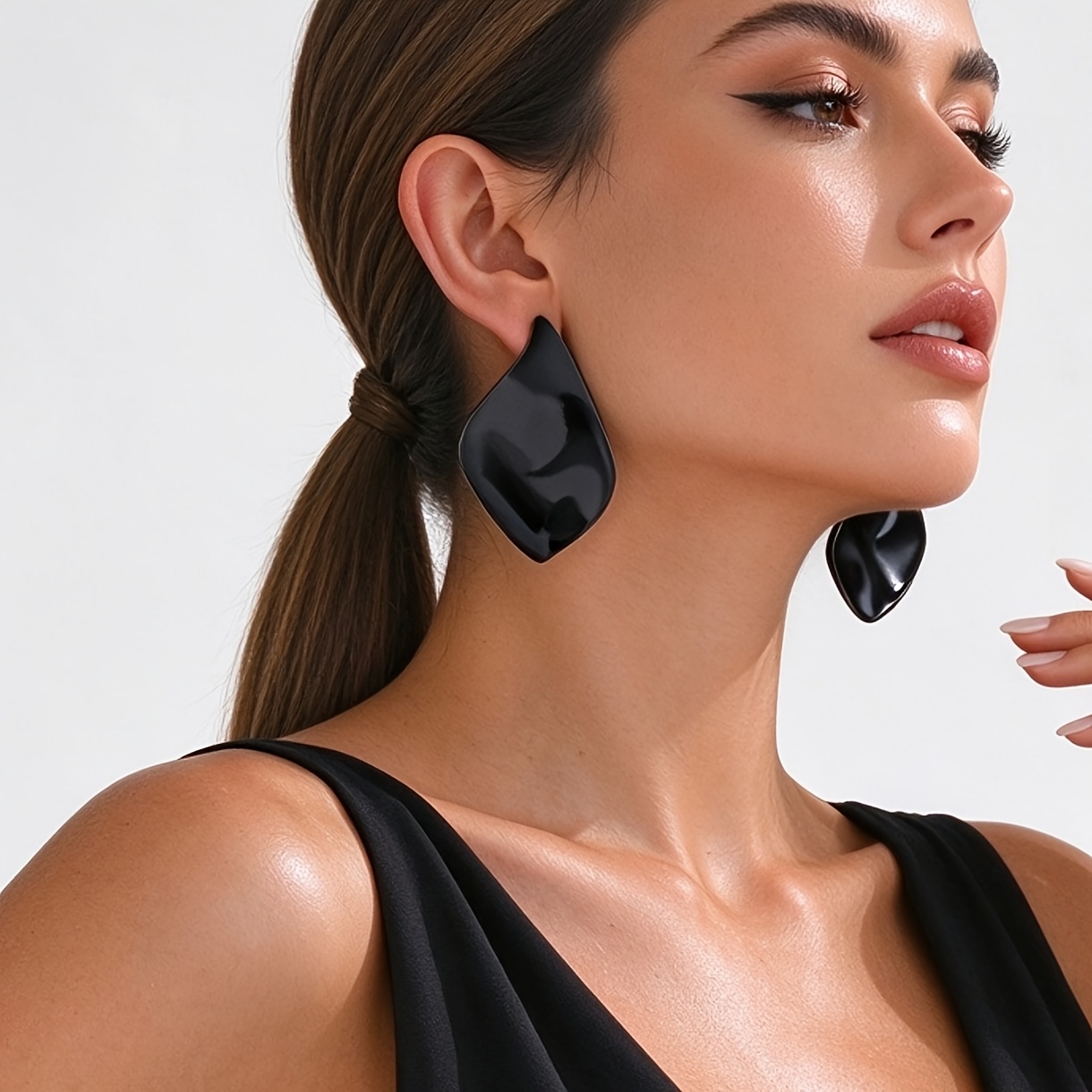 Women's Irregular Hammered Metal Statement Earrings, Unique Design