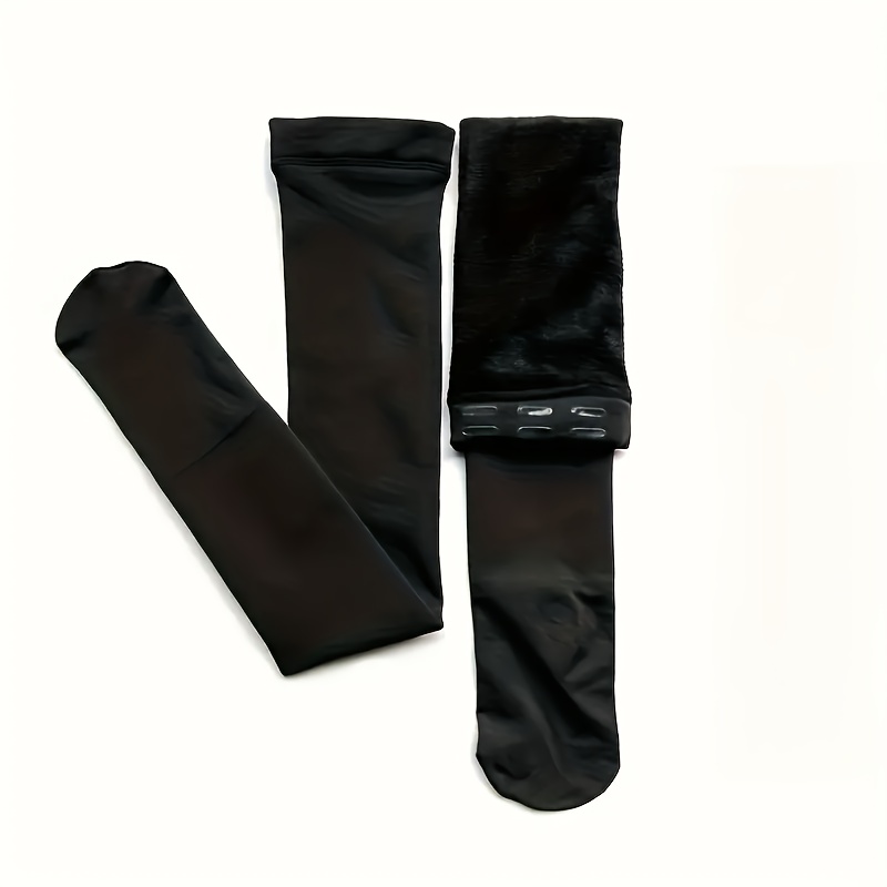 Image of 1 Pair Of Thickened And -lined Autumn/winter Thigh-high Socks With Silicone Anti-slip Dots, Extended And Widened Cuff, Warm Over-the-knee Stockings