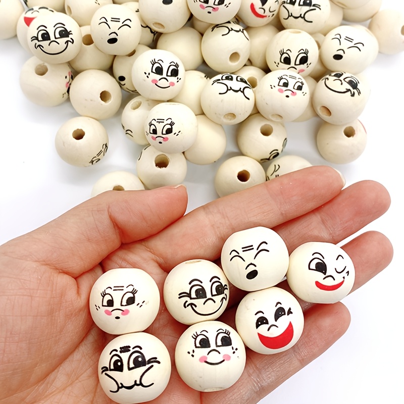 

70pcs Wooden Beads, 20mm Round Craft Beads With 7 Fun , Diy Bracelet Making & , Pre-drilled Holes For Easy Stringing, Jewelry Crafting | Beads | Predrilled Beads, Beads For Jewelry Making