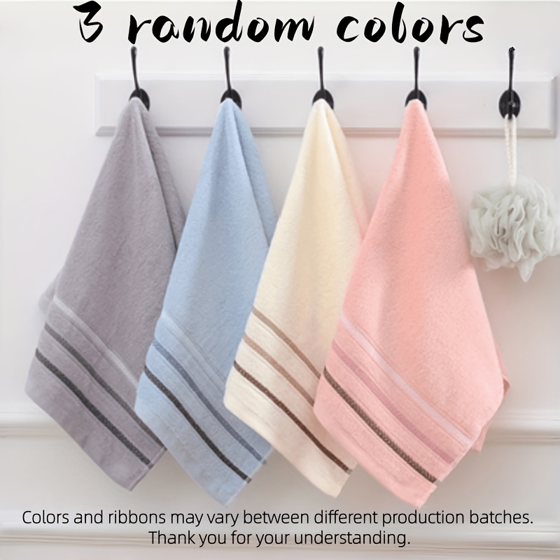 3-piece Cotton Towel Set - Random Colors, Super Absorbent And Lightweight In Beige, Gray, Pink, And Blue, A Household Bathroom Essential With Reinforced Edge , Modern And | Towel Collection
