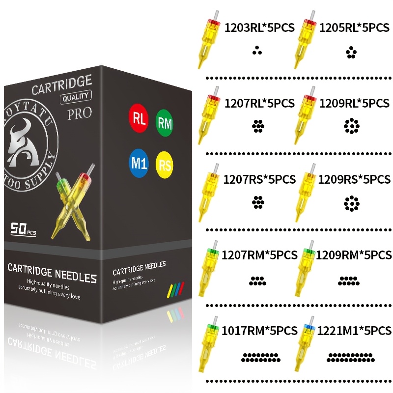 Image of Troytatu Tattoo Ink Cartridge Needles, Assorted Needles, Standard Round Liner, Each Wrapped Separately, Tattoo Equipment, Perfect For Professional And Newcomers