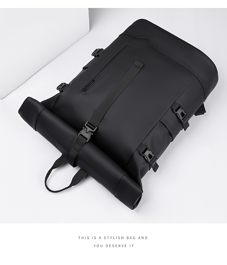Men's New Trendy Fashion Roll-Top Backpack, Men's School Bag, Casual Travel Sports and Gym Backpack, Large Capacity Multi-Functional Backpack, Women's Matching Casual Backpack