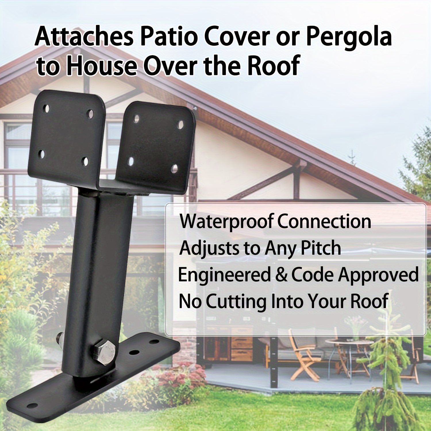 

Heavy Duty Adjustable Bracket Kit With Black Powder Coating For Attachment, Stainless Steel Saddle Style Gutter Brackets For Gazebos And Outdoor Structures