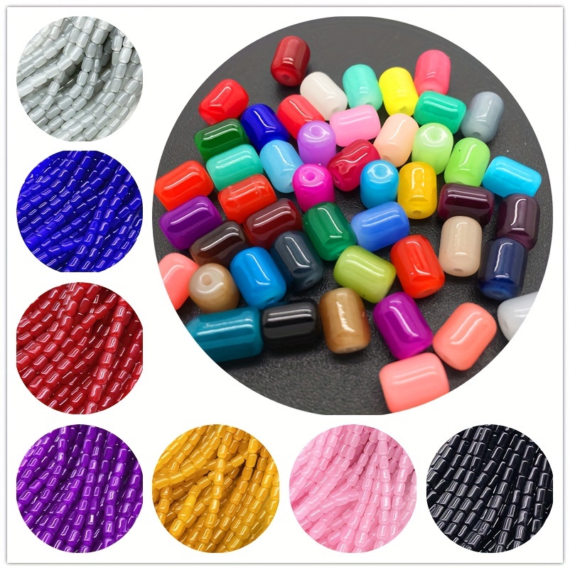 

30pcs 6x9mm Glass Cylinder Beads - Ideal For , Bracelets & Necklaces Crafting Accessories