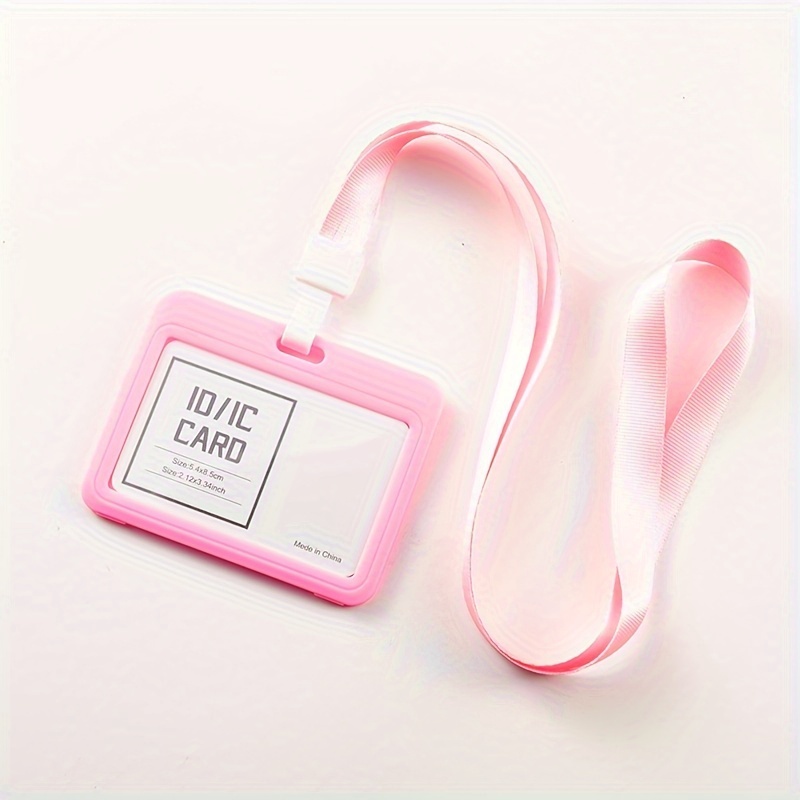 2d Candy-colored Double-sided Id Card Holder, Work Badge, Access Card, Bus Card, Cover, Name Badge, Hospital Nurse Card Lanyard, Company Entry/exit Card Case