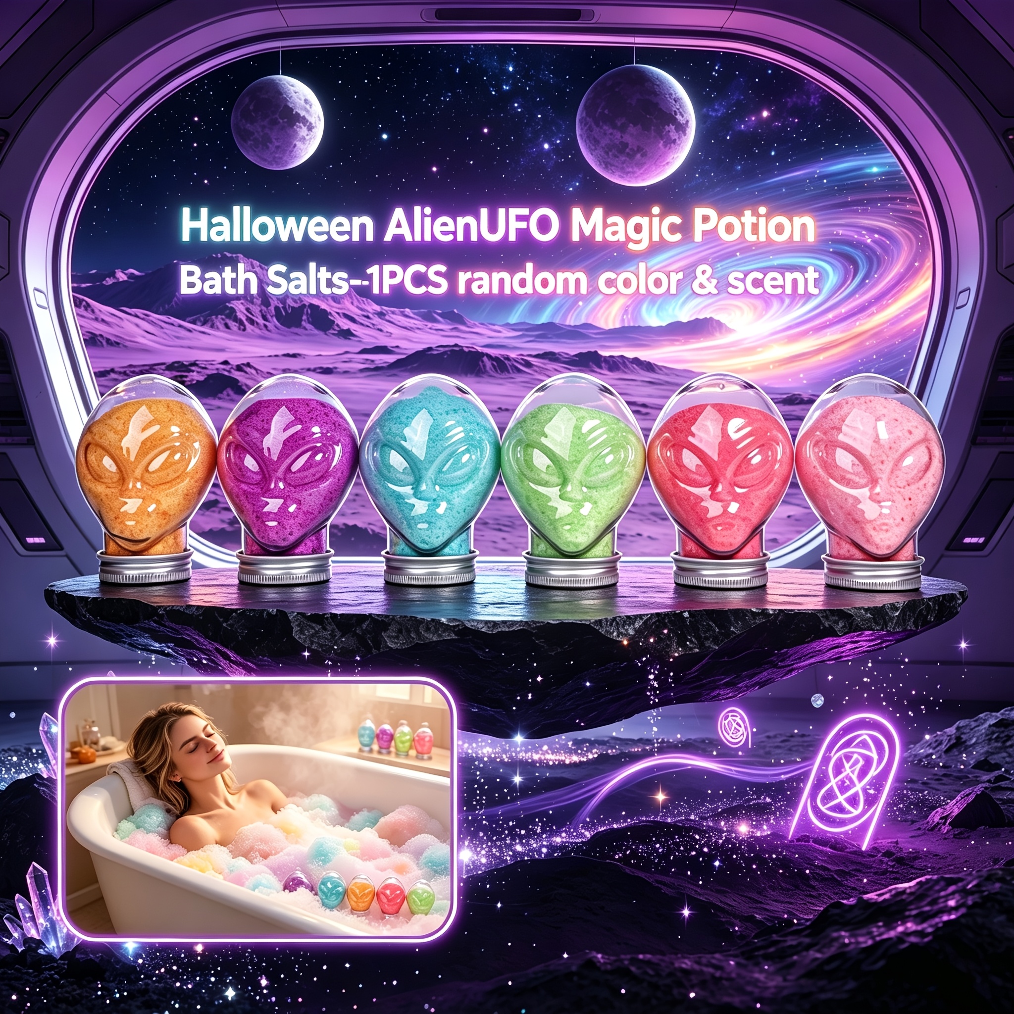 Halloween Magic Bath Bomb Potion, Alien UFO Design