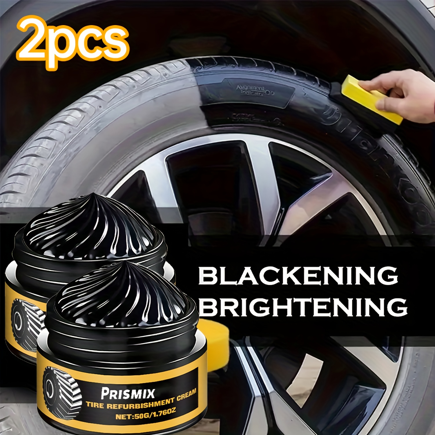 TEMU 2pcs Car Black Interior Tire Polishing And Retreading Paste Tire Cleaning Rust Removal Polishing Shine Enhancement Anti-fouling Wheel Retreading