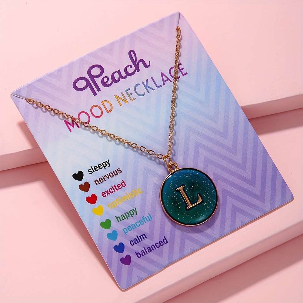 1pc Temperature-sensitive Color-changing Letter Pendant Fashion Creative Trendy Oil- Necklace - Perfect Festival Gift For And Girlfriends (color With Temperature)